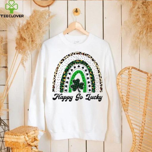 Happy Go Lucky St Patricks Day Rainbow Lucky Clover Shamrock Shirt