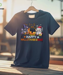 Happy HalloThanksmas Halloween Thanksgiving Christmas Cat Classic T Shirt