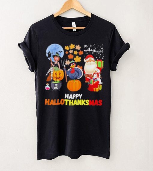 Happy Hallothanksmas Funny Halloween Thanksgiving and Christmas 2023 T Shirt