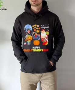 Happy Hallothanksmas Funny Halloween Thanksgiving and Christmas 2023 T Shirt