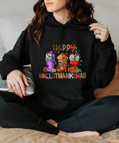 Happy Hallothanksmas Halloween Coffee Latte Thanksgiving T Shirt 2 Happy Hallothanksmas Halloween Coffee Latte Thanksgiving T Shirt
