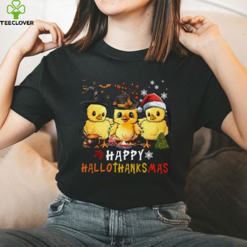 Happy Hallothanksmas   Halloween Thanksgiving Christmas Cute Baby Chicken Classic T Shirt