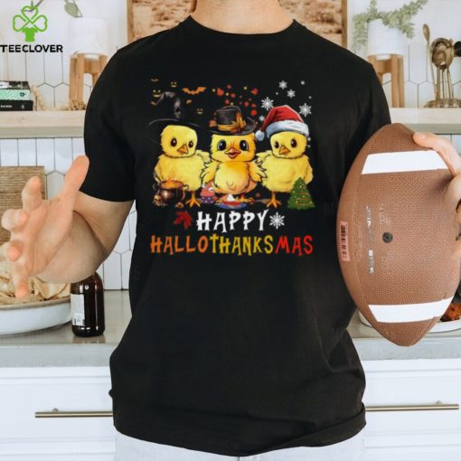 Happy Hallothanksmas   Halloween Thanksgiving Christmas Cute Baby Chicken Classic T Shirt