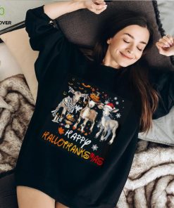 Happy Hallothanksmas Halloween Thanksgiving Christmas Goat Classic T Shirt