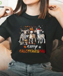 Happy Hallothanksmas Halloween Thanksgiving Christmas Goat Classic T Shirt