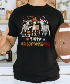 Happy Hallothanksmas Halloween Thanksgiving Christmas Goat Classic T Shirt