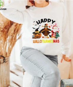 Happy Hallothanksmas Pumpkin Turkey Santa T Shirt 3 Happy Hallothanksmas Pumpkin Turkey Santa T Shirt