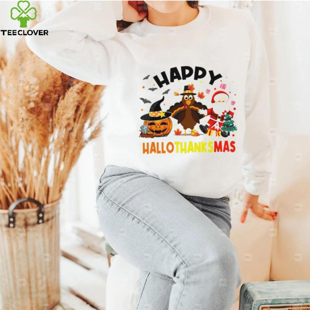 Happy Hallothanksmas Pumpkin Turkey Santa T Shirt Happy Hallothanksmas Pumpkin Turkey Santa T Shirt