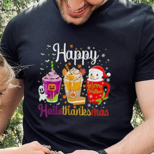 Happy Hallothanksmas Shirt Drinks Halloween Thanksgiving Christmas T Shirt