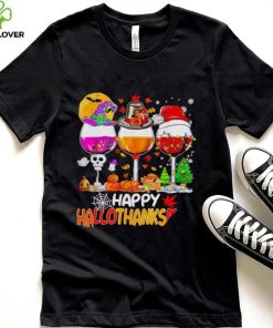 Happy Hallothanksmas wine Halloween Christmas Thanksgiving 2022 hoodie, sweater, longsleeve, shirt v-neck, t-shirt