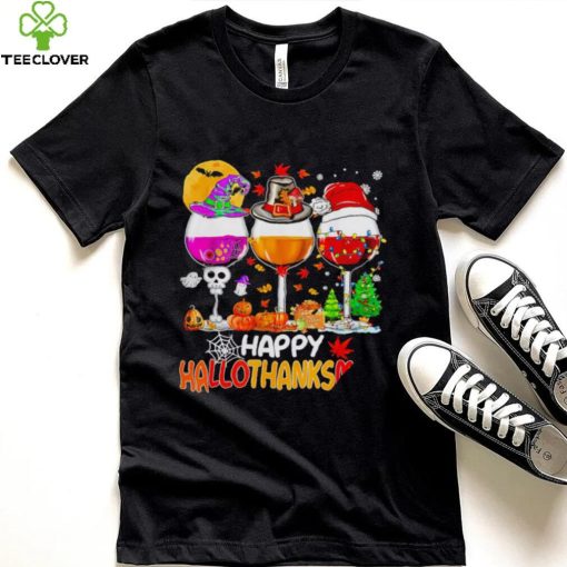 Happy Hallothanksmas wine Halloween Christmas Thanksgiving 2022 hoodie, sweater, longsleeve, shirt v-neck, t-shirt