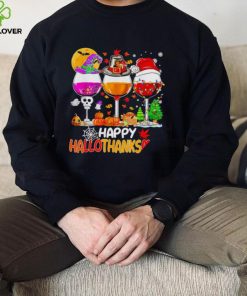 Happy Hallothanksmas wine Halloween Christmas Thanksgiving 2022 hoodie, sweater, longsleeve, shirt v-neck, t-shirt