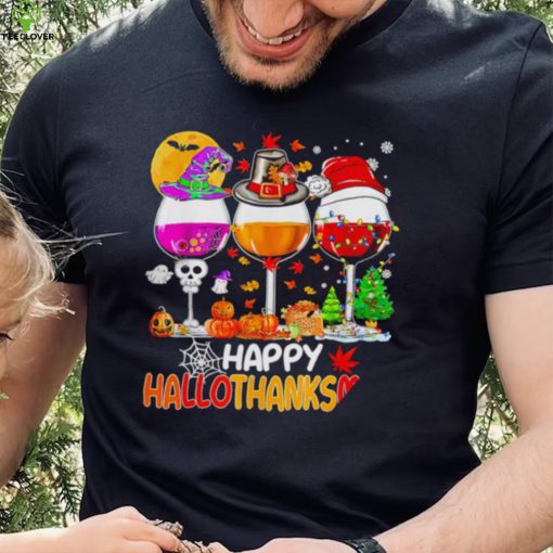 Happy Hallothanksmas wine Halloween Christmas Thanksgiving 2022 hoodie, sweater, longsleeve, shirt v-neck, t-shirt