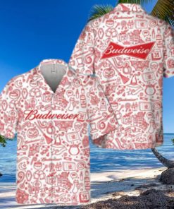 Happy Halloween Doodle Art Budweiser Hawaiian Shirt Beer Lovers Gift