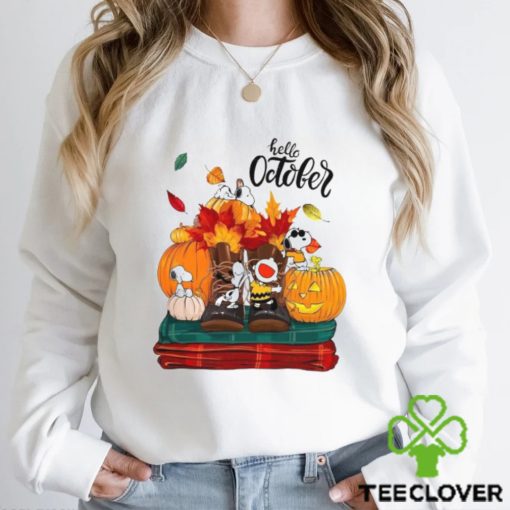 Happy Halloween Snoopy And Charlie Brown Hello October Shirt, Charlie Brown Halloween Pumkin T Shirt, Happy Autumn Snoopy Halloween Shirt