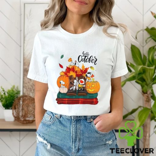 Happy Halloween Snoopy And Charlie Brown Hello October Shirt, Charlie Brown Halloween Pumkin T Shirt, Happy Autumn Snoopy Halloween Shirt