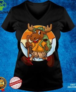 Happy Hiking Moose Backpacking Camping Retro Mountains Hike T Shirt tee