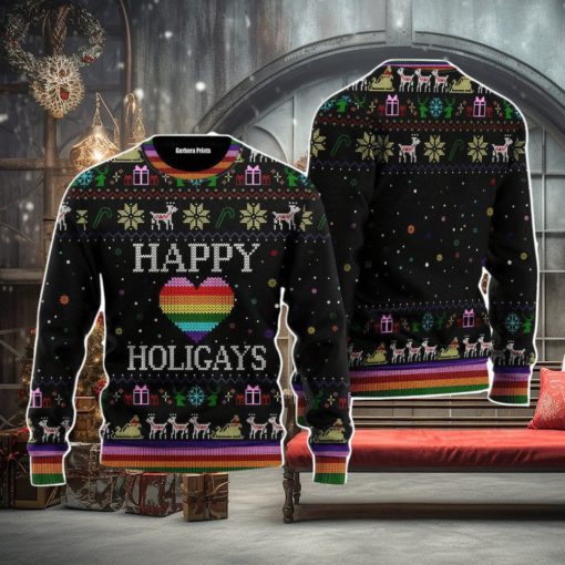 Happy Holigays LGBT Christmas Unisex Ugly Sweater