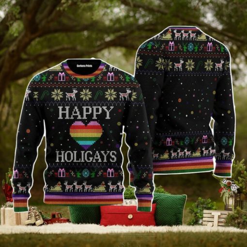 Happy Holigays LGBT Christmas Unisex Ugly Sweater