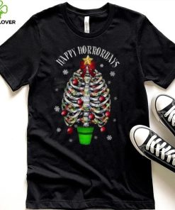 Happy Horror Days Tree Horror Skeleton Christmas T Shirt Womens