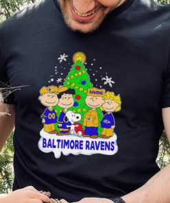 Happy Merry Christmas Peanuts Christmas tree Baltimore Ravens football logo gift hoodie, sweater, longsleeve, shirt v-neck, t-shirt