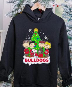 Happy Merry Christmas Peanuts Christmas tree Georgia Bulldogs football logo gift shirt