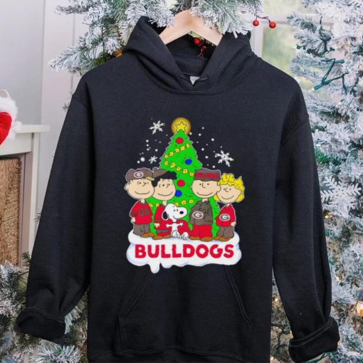 Happy Merry Christmas Peanuts Christmas tree Georgia Bulldogs football logo gift hoodie, sweater, longsleeve, shirt v-neck, t-shirt