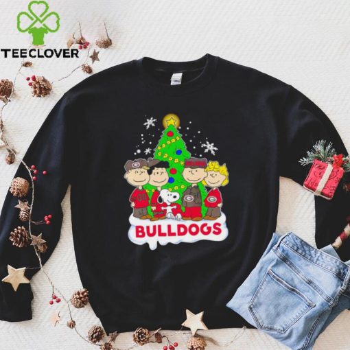 Happy Merry Christmas Peanuts Christmas tree Georgia Bulldogs football logo gift hoodie, sweater, longsleeve, shirt v-neck, t-shirt