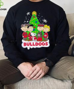 Happy Merry Christmas Peanuts Christmas tree Georgia Bulldogs football logo gift hoodie, sweater, longsleeve, shirt v-neck, t-shirt