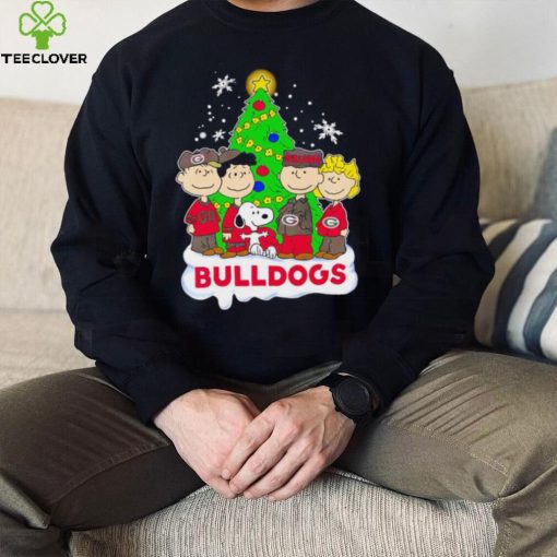 Happy Merry Christmas Peanuts Christmas tree Georgia Bulldogs football logo gift hoodie, sweater, longsleeve, shirt v-neck, t-shirt