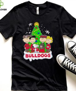 Happy Merry Christmas Peanuts Christmas tree Georgia Bulldogs football logo gift hoodie, sweater, longsleeve, shirt v-neck, t-shirt