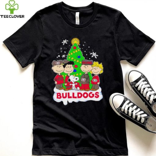 Happy Merry Christmas Peanuts Christmas tree Georgia Bulldogs football logo gift hoodie, sweater, longsleeve, shirt v-neck, t-shirt