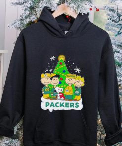 Happy Merry Christmas Peanuts Christmas tree Green Bay Packers football logo gift shirt