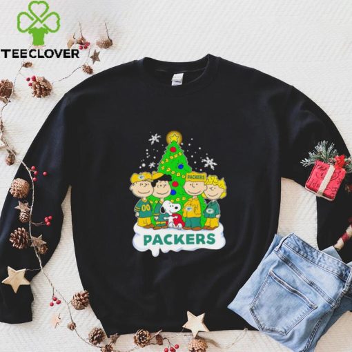 Happy Merry Christmas Peanuts Christmas tree Green Bay Packers football logo gift hoodie, sweater, longsleeve, shirt v-neck, t-shirt