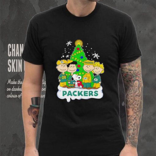 Happy Merry Christmas Peanuts Christmas tree Green Bay Packers football logo gift hoodie, sweater, longsleeve, shirt v-neck, t-shirt