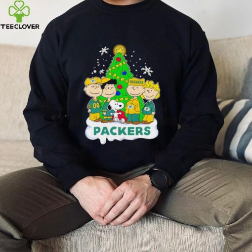 Happy Merry Christmas Peanuts Christmas tree Green Bay Packers football logo gift hoodie, sweater, longsleeve, shirt v-neck, t-shirt