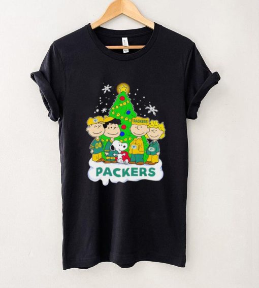 Happy Merry Christmas Peanuts Christmas tree Green Bay Packers football logo gift hoodie, sweater, longsleeve, shirt v-neck, t-shirt