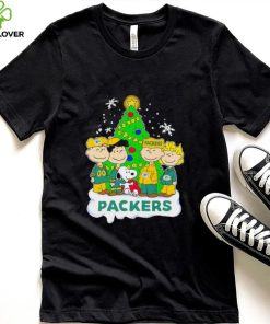 Happy Merry Christmas Peanuts Christmas tree Green Bay Packers football logo gift hoodie, sweater, longsleeve, shirt v-neck, t-shirt