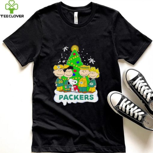 Happy Merry Christmas Peanuts Christmas tree Green Bay Packers football logo gift hoodie, sweater, longsleeve, shirt v-neck, t-shirt