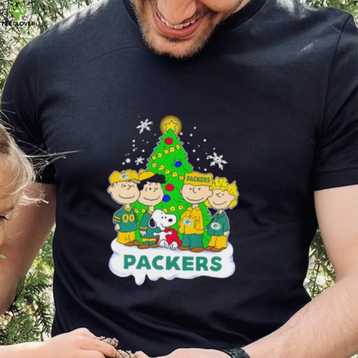 Happy Merry Christmas Peanuts Christmas tree Green Bay Packers football logo gift hoodie, sweater, longsleeve, shirt v-neck, t-shirt