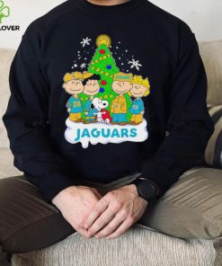 Happy Merry Christmas Peanuts Christmas tree Jacksonville Jaguars football logo gift hoodie, sweater, longsleeve, shirt v-neck, t-shirt