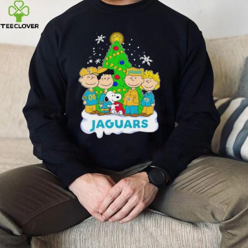 Happy Merry Christmas Peanuts Christmas tree Jacksonville Jaguars football logo gift hoodie, sweater, longsleeve, shirt v-neck, t-shirt