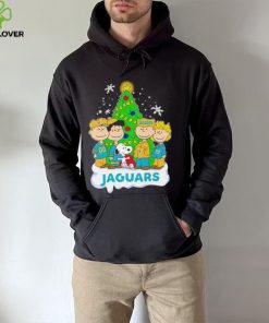 Happy Merry Christmas Peanuts Christmas tree Jacksonville Jaguars football logo gift hoodie, sweater, longsleeve, shirt v-neck, t-shirt