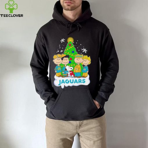 Happy Merry Christmas Peanuts Christmas tree Jacksonville Jaguars football logo gift hoodie, sweater, longsleeve, shirt v-neck, t-shirt