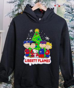 Happy Merry Christmas Peanuts Christmas tree Liberty Flames football logo gift shirt