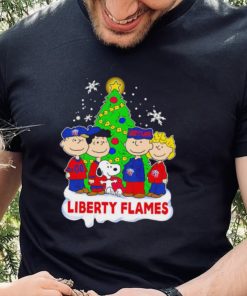 Happy Merry Christmas Peanuts Christmas tree Liberty Flames football logo gift hoodie, sweater, longsleeve, shirt v-neck, t-shirt