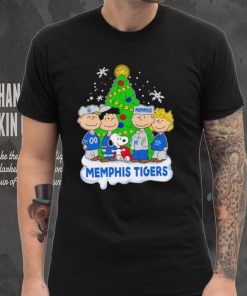 Happy Merry Christmas Peanuts Christmas tree Memphis Tigers football logo gift hoodie, sweater, longsleeve, shirt v-neck, t-shirt