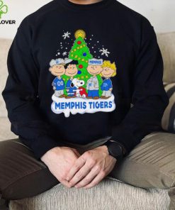 Happy Merry Christmas Peanuts Christmas tree Memphis Tigers football logo gift hoodie, sweater, longsleeve, shirt v-neck, t-shirt