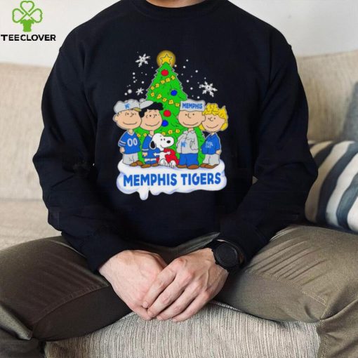 Happy Merry Christmas Peanuts Christmas tree Memphis Tigers football logo gift hoodie, sweater, longsleeve, shirt v-neck, t-shirt