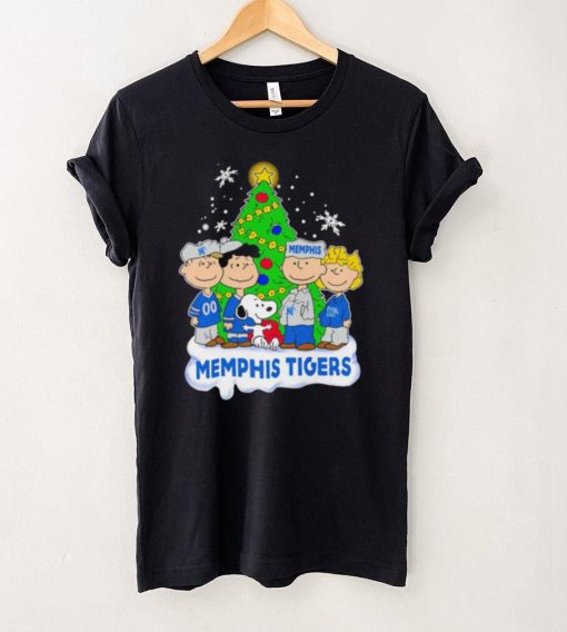 Happy Merry Christmas Peanuts Christmas tree Memphis Tigers football logo gift hoodie, sweater, longsleeve, shirt v-neck, t-shirt